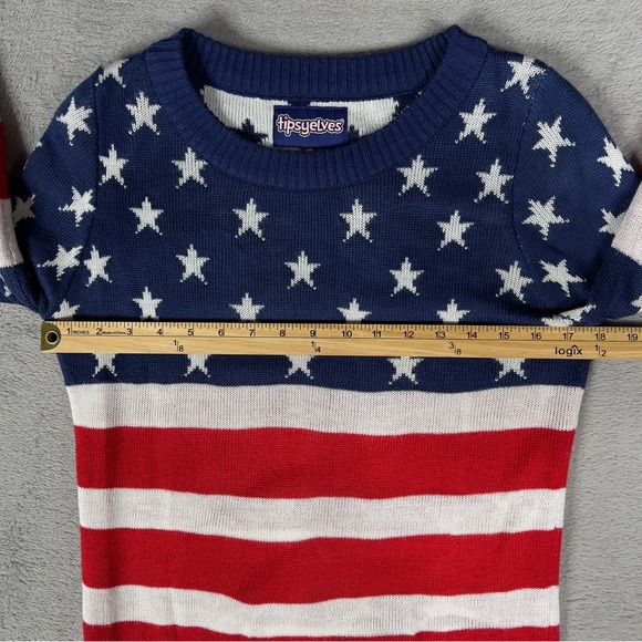 Tipsy Elves American Flag Sweater Women's Small Patriotic Stars And Stripes - Picture 8 of 11